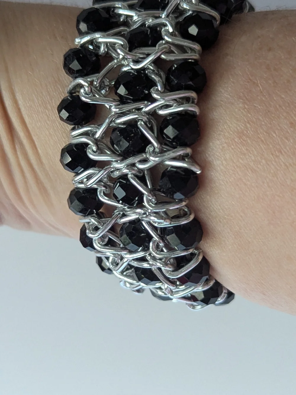 Black Beaded Chain Wrap Bracelet - Unbranded